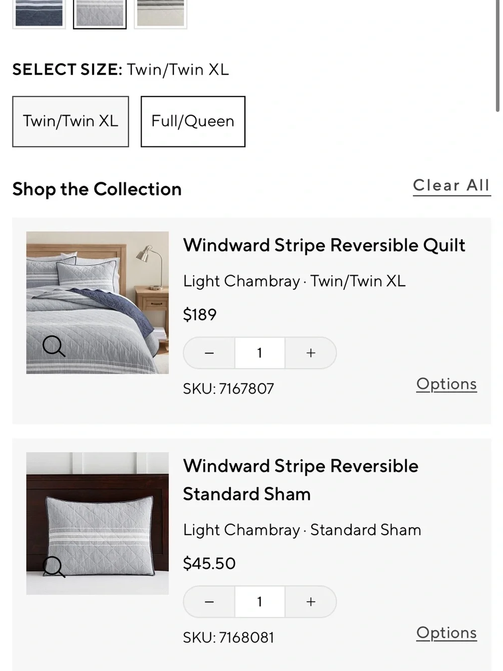 Pottery Barn Teen Twin Quilt Sham Windward Stripe Reversible Gray Blue Bedding